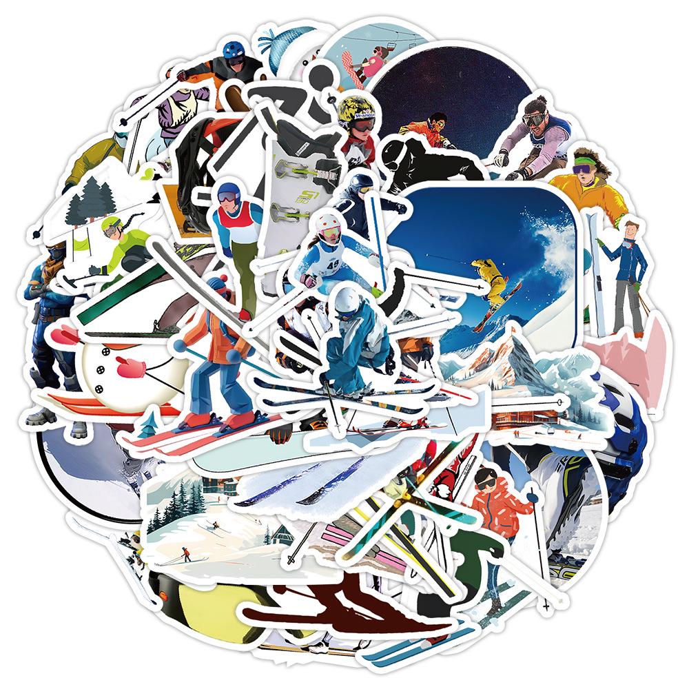 50/100 Sheets of Sports, Skiing, Skateboarding Stickers for Notebooks, Car Trunks, Water Cups & More
