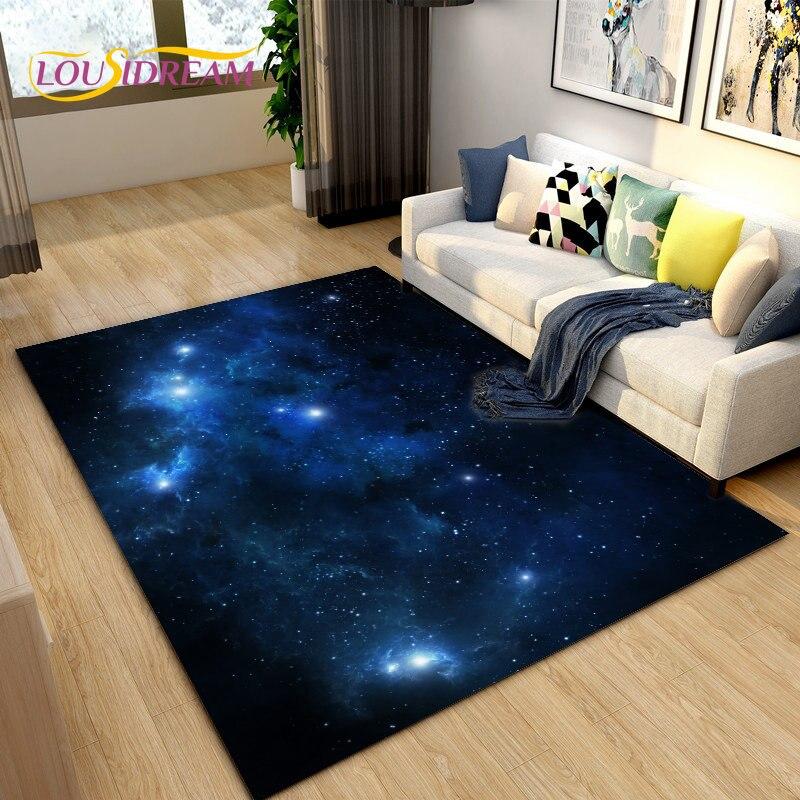 Galaxy universo espaço estrelas área tapete, tapete para sala de estar decoração do quarto das crianças, crianças brincam rastejando tapete antiderrapante