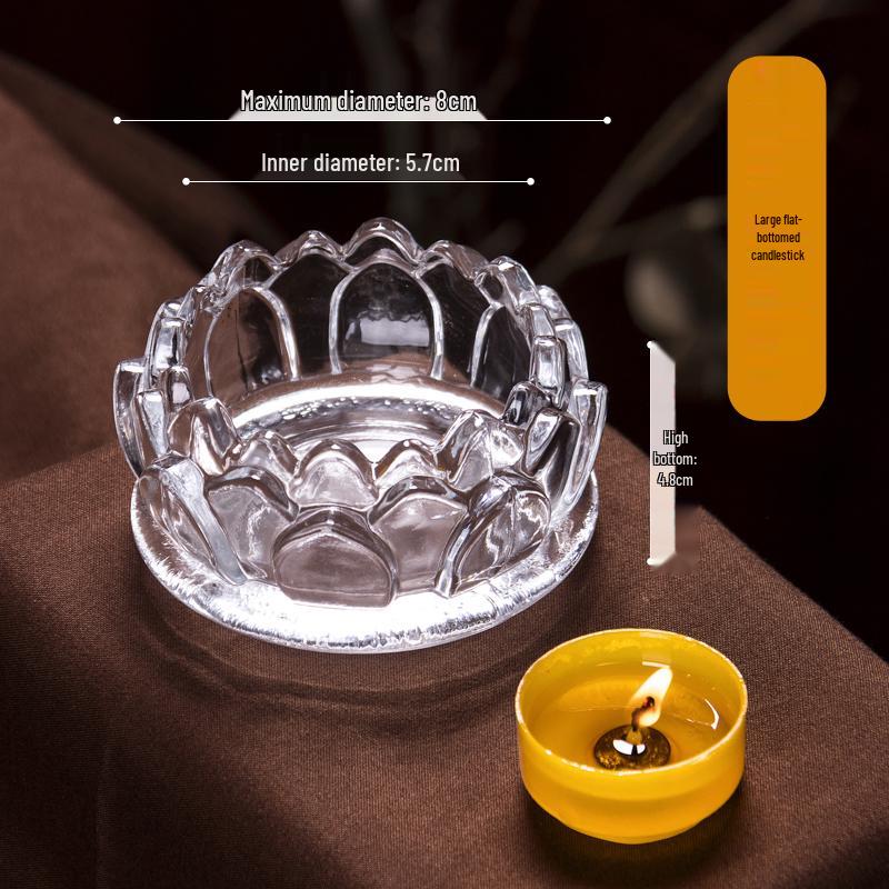 Lotus Glas Ghee Lamp Houder: Hittebestendige Kaars/Olie Lamp voor 24-Uurs Gebruik