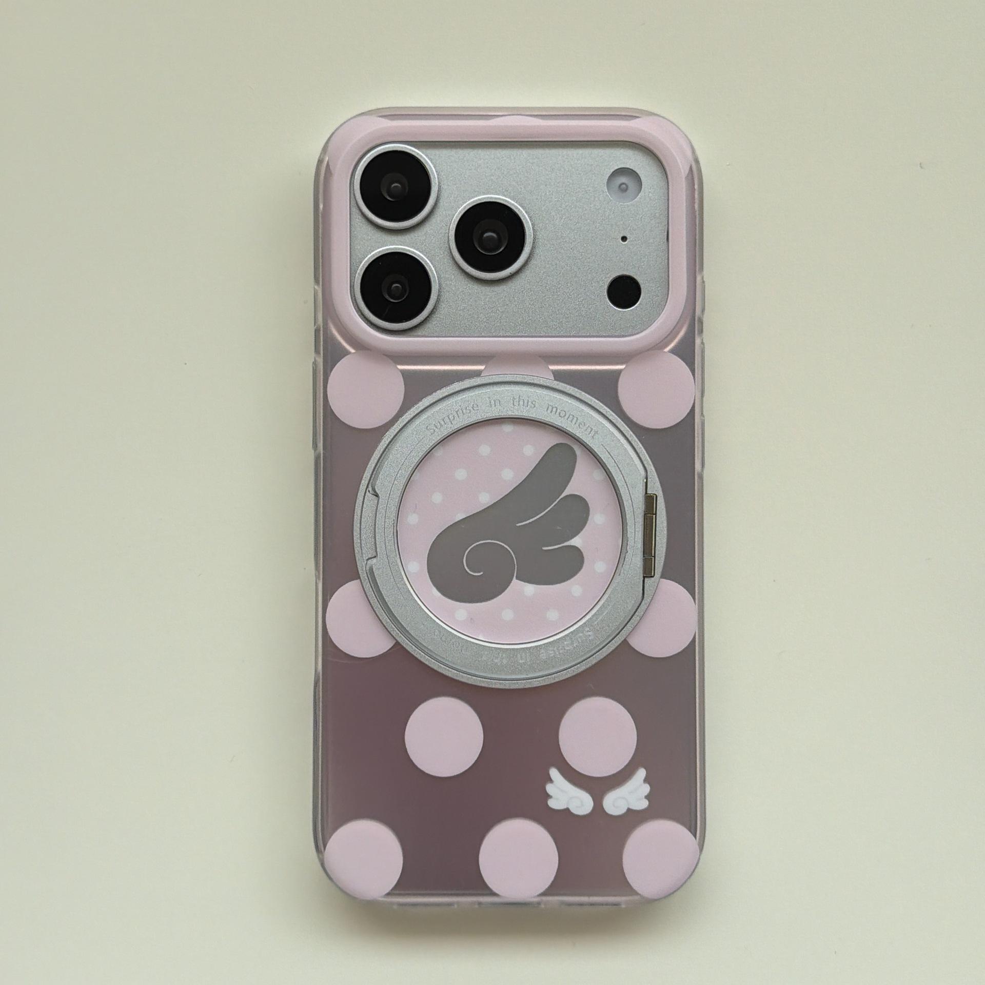 Korean Polka Dot 360° Rotating Stand Case for iPhone 17Pro Max/16/15P Apple 17