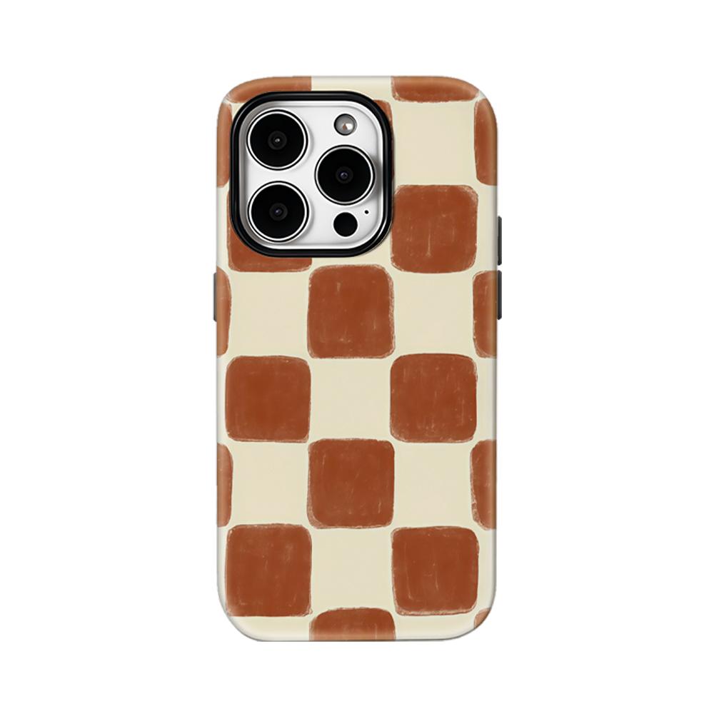 

Brown Check Minimalist Design Phone Case for IPhone 17AIR 16E 16 15 14 13 12 11 17 Pro Max Plus Double-layer Back Cover IPHONE17PRO