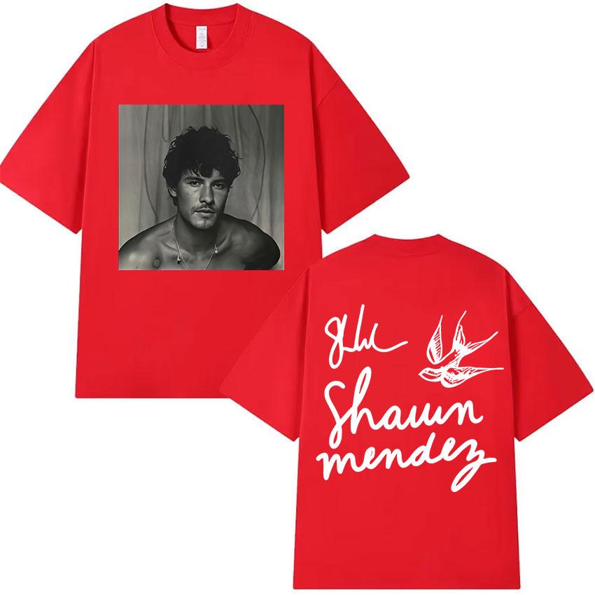 2025 Summer Rapper Singer Shawn Mendes on The Road Again Tour Album Merch Men Fashion Oversized 100% Pure Cotton Printed T-shirt S