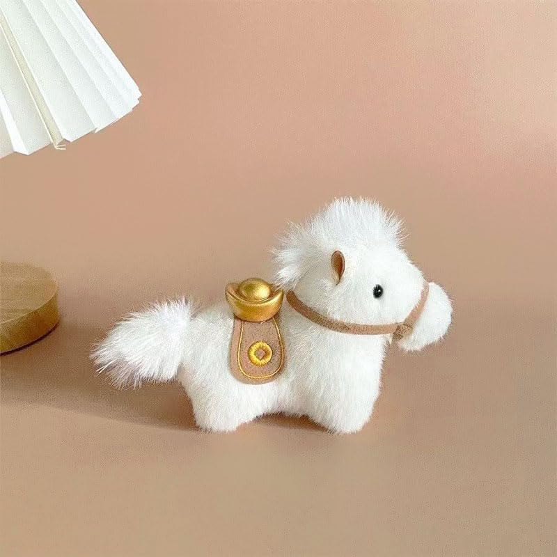 Mini-Pferd Plüschmaskottchen, Gold-Yuanbao, Jahr des Pferdes 2026, Niedlich, Flauschig, Beruhigend, Moe, Heimdekoration, Autodekoration, Babygeschenk, Geschenk