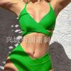 sexy split swimsuits women's small breasts gather cross suspenders high waist bikini swimsuit batch
