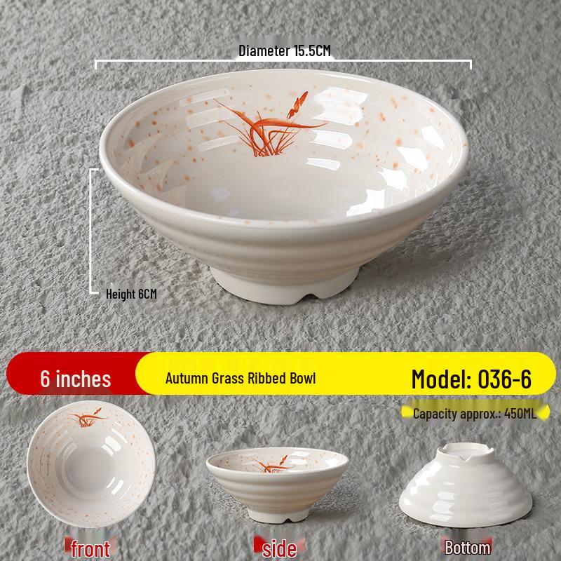 Durable Melamine Noodle Bowl - Imitation Porcelain for Soup, Ramen, Mala Tang & Luosifen