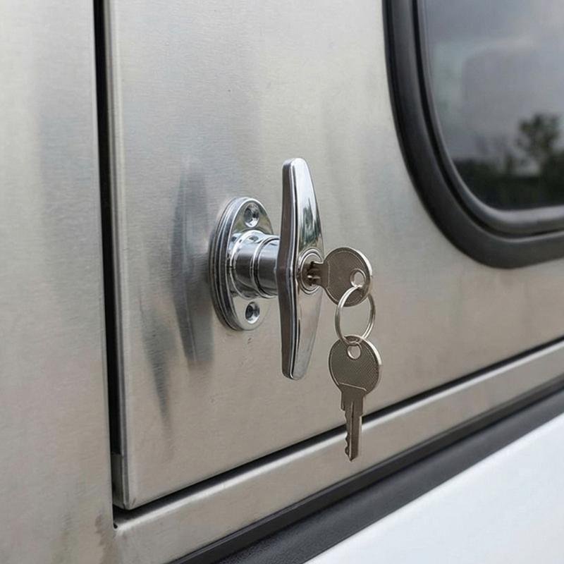 Zinc Alloy T Handle Lock with Key For Cabinets And Drawers Rust Resistance Easy Installation Smoothly Operations