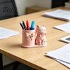 Cat Pen Holder, Cute Kitty Desk Organizer with Pens, Pencils, Makeup Brushes, 3D Printed Cat Sculpture for Home Office Desk Decor