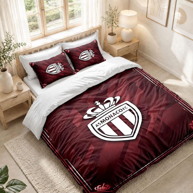 Bedding Set 1 Duvet Cover 2 Pillowcases Monaco FC Print Bedroom Home Decoration
