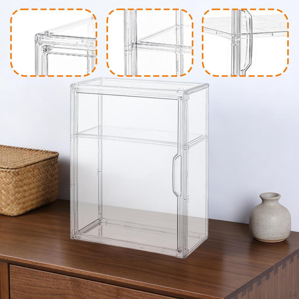 Clear Display Case Shelf Storage Cabinet Stand for Model Car, Miniature Figurines, Dolls