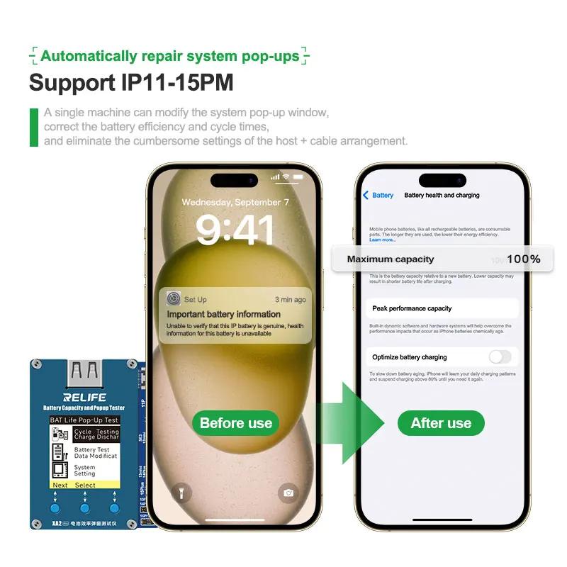 OSS W09 Pro RELIFE XA2 Pro Battery Programmer for iphone 11 12 13mini 14 15Pro Max Battery Health Changed to 100% Pop-up Repair