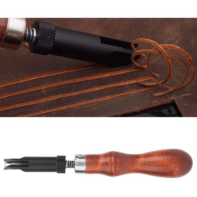 Push Groover, Leather Groover, Groover V Type Push Gouge Tool Wood for Cobbler Leather Craft Belt Leather Shoes