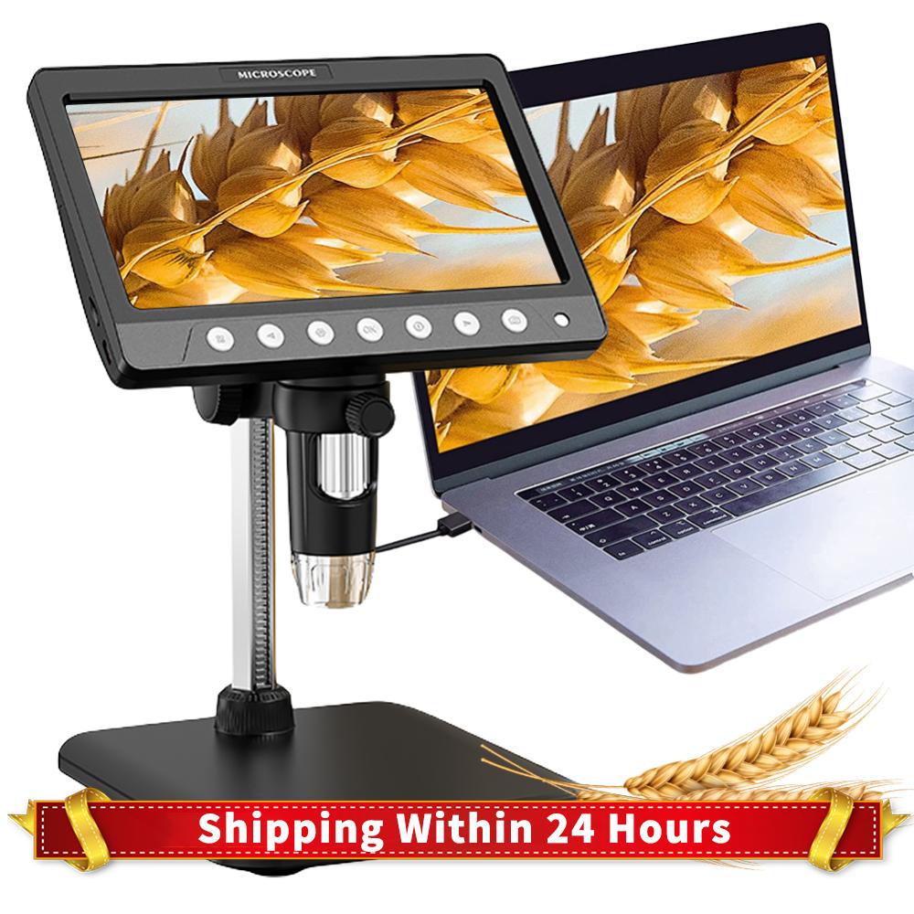 7 Inch IPS Screen Digital Microscope 5MP HD Lens Soldering Microscope 1200X Magnification Electronic HD Magnification Endoscope