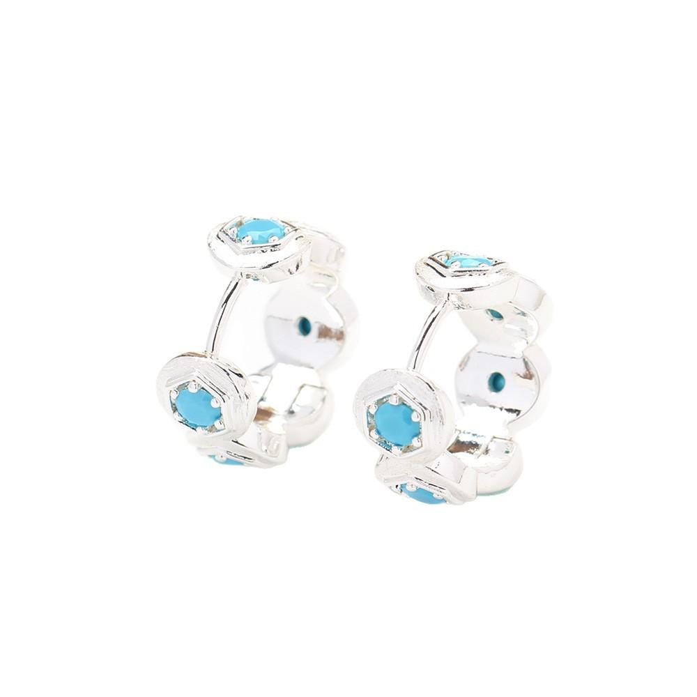 New elegant and exquisite diamond-encrusted blue zircon silver earrings simple and versatile stud earrings for women
