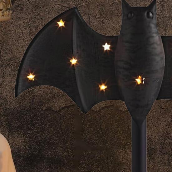 Large Twinkle Bat Candlestick Halloween Light-up Bat Candle Holder Gothic Candelabra Centerpiece with LED Twinkle Light for Home Dinner Table