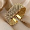 Waterproof Weave Cuff Bracelet Golden/Silver Plated Open Cuff Bangle  Women Jewelry