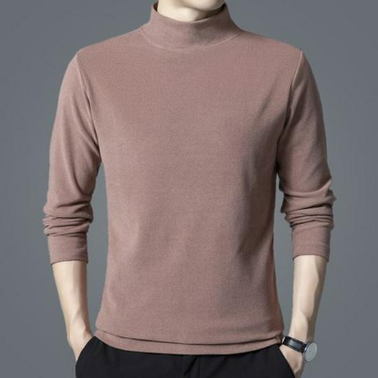Woodpecker Men's Double-Brushed Long Sleeve Semi-High Collar Top for Autumn/Spring