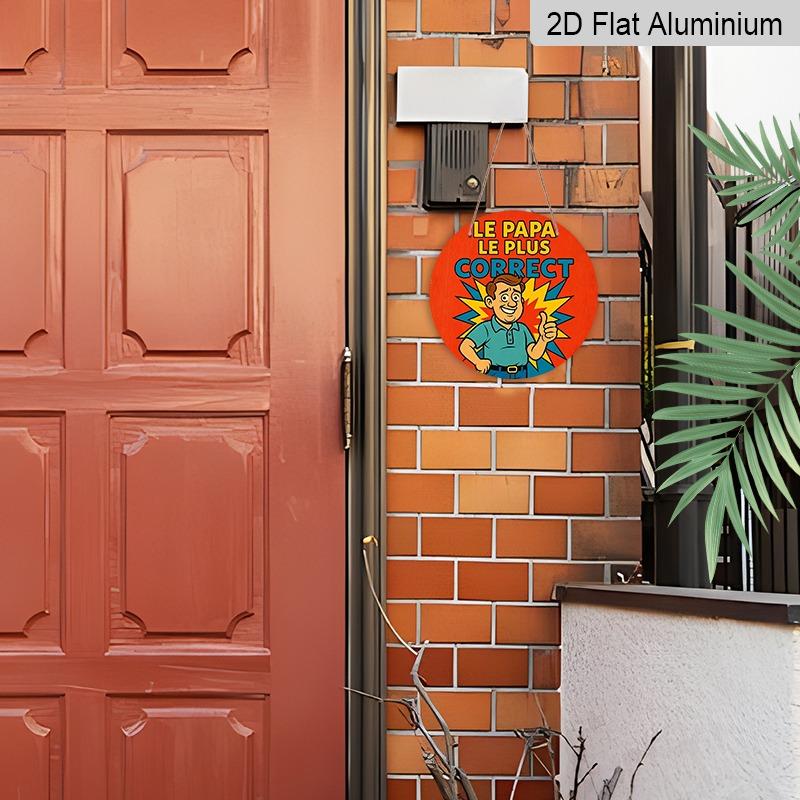 2D Vlakke Aluminium Vaderdag-thema Ornamenten in Verschillende Maten. Met een leuke, cartoonachtige weergave van een vader in het Frans, zijn deze ideaal