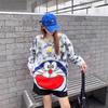 Trendy 2024 Autumn/Winter Women's Doraemon Rhinestone Tie-Dye Knit Sweater