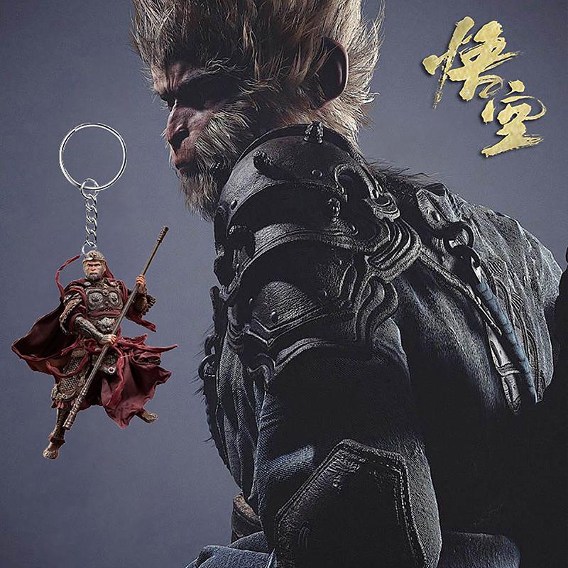 Čínská akční hra Černý mýtus Wukong Klíčenka Přívěsek na klíče Přívěsek na tašku Monkey King Sun Keyring Šperky Fanoušci hráčů Herní dárek