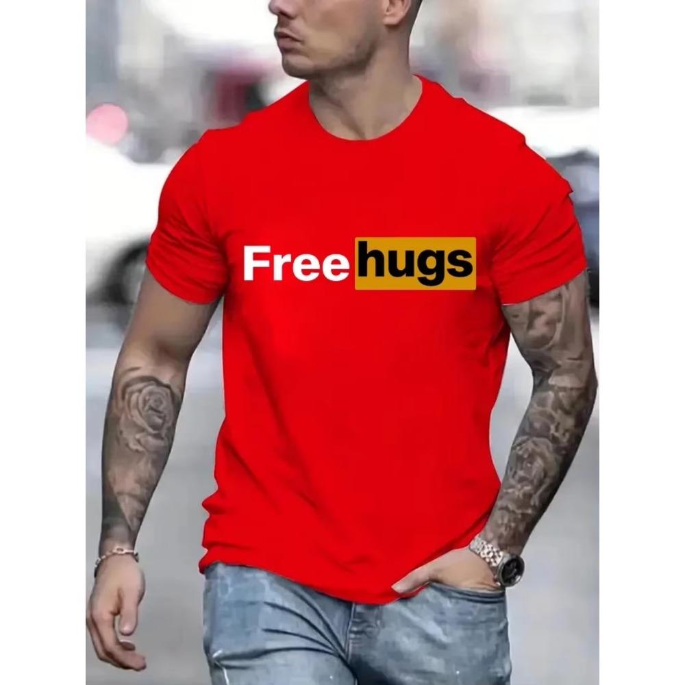 Casual Mens T Shirts Free Love Pritned Summer O-Neck T-shirt for Men Clothes Short Sleeve Top Tee Shirt Funny Streetwear T-shirt