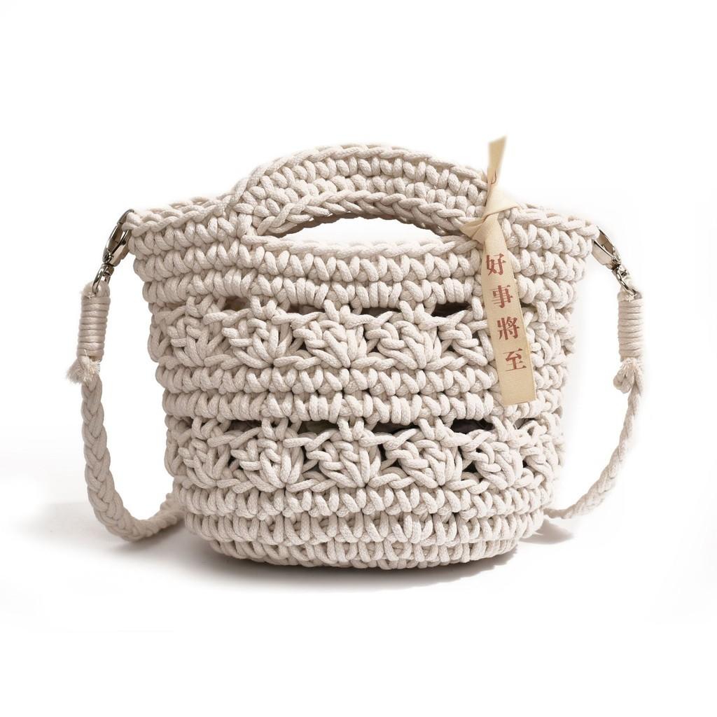 Stylish Knitted Kids Tote Bag Mini Hollow Design Unisex Crossbody For Toddlers