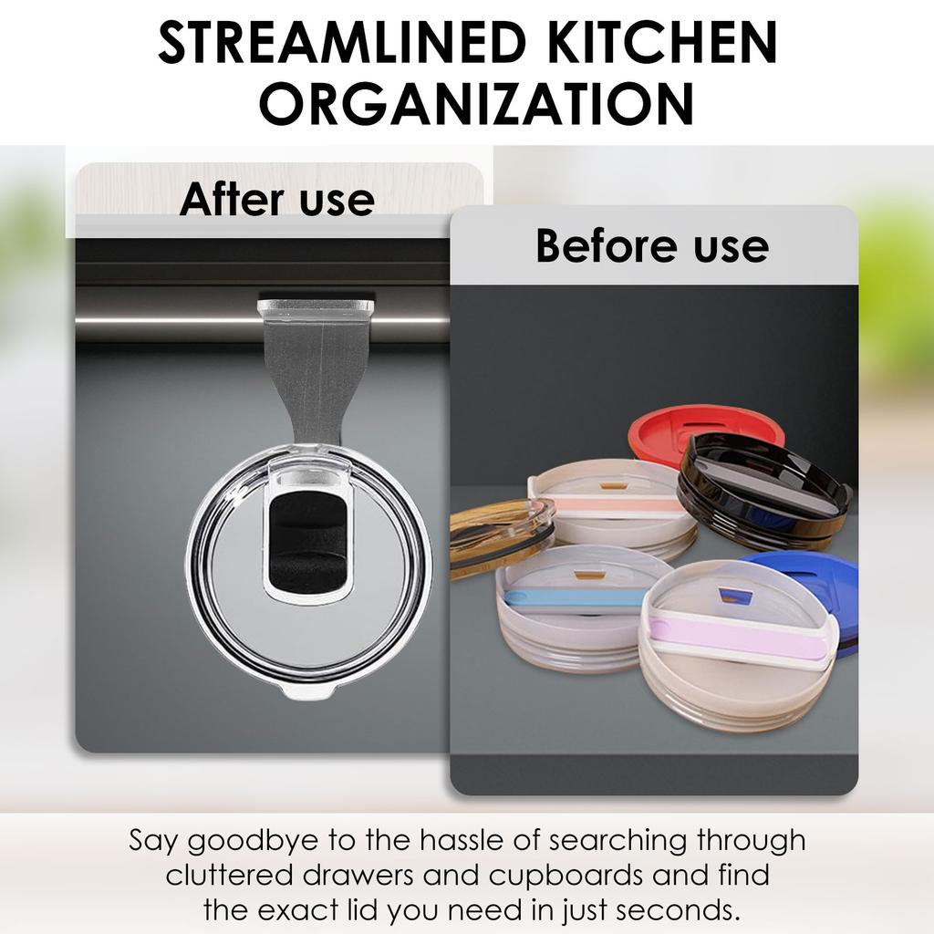 2 Stück Becherdeckel Aufbewahrungshalter Aluminiumlegierung Selbstklebend Tassen-Deckel Organizer Rack Platzsparend für Küche Unterschrank