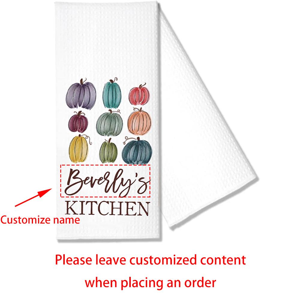 

Personalized Pumpkin Kitchen Towel Waffle Tea Towel Fall Halloween Table Decor Accessories Housewarming Hostess Gift Bathroom 1pcs30x70cm