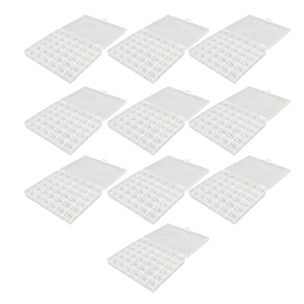 10 Sets Bobbins 36 Compartments Light Weight Clear Transparent Plastic Bobbins with Case for Sewing Machine