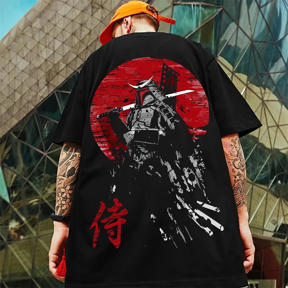 3d Japanese Samurai Print Men's T-Shirt Summer Fashion Casual T-Shirt For Men Street Trend Oversized Tees Half Sleeve Pullover