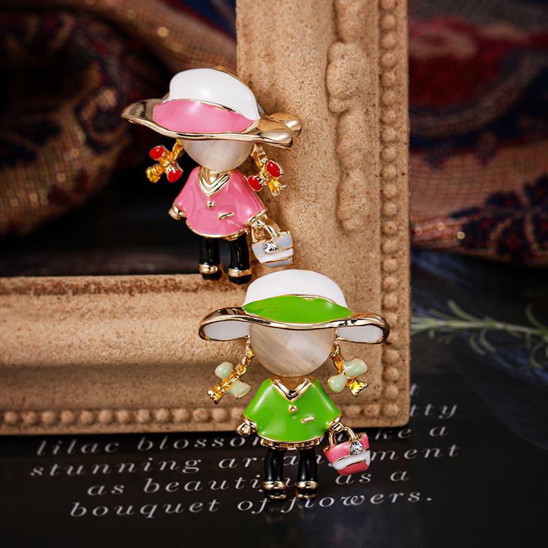 Opal Villain Personalized Brooch Creative Accessories Niche Design Pin Versatile Shirt Japanese and Korean Trend Jewelry
