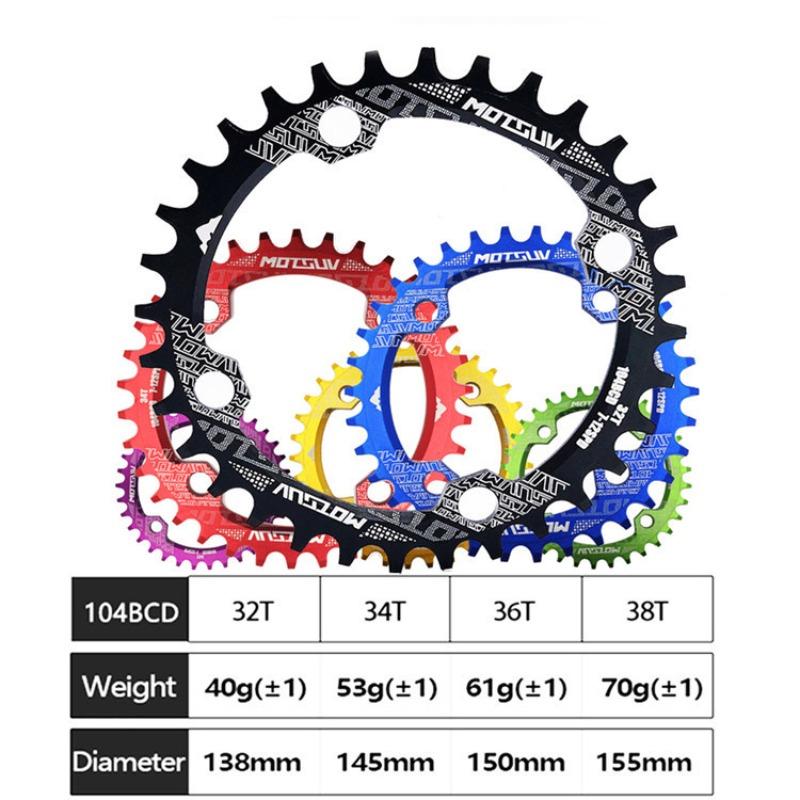 Mountain Bike 104BCD Positive and Negative Tooth Plate Plate Tooth Plate 32T 34T 36T 38T Elliptical Single Speed Sprocket Plate
