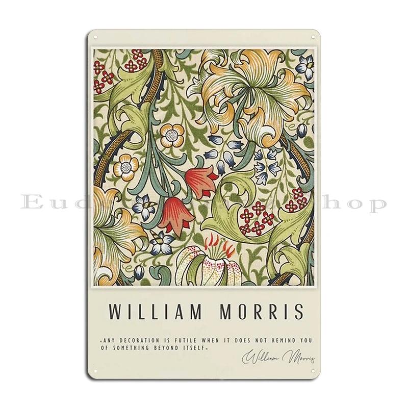 Bird And Pomegranate Exhibition William Morris Strawberry by Zouzounio Art Metal Plaque Rusty Wall Plaque Tin Sign Poster