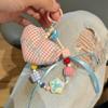 Elegant Lattice Heart Ribbon Bows Bag Pendant Handmade Mobile Phone Chain Backpack Decoration for Fashion Enthusiasts