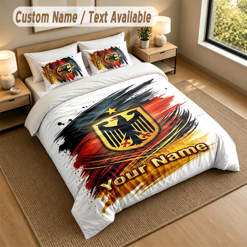 3Pcs Bedding Set Custom Name Text, 1 Sheet 2 Pillowcases Home Bed DecorGermany National Football Team