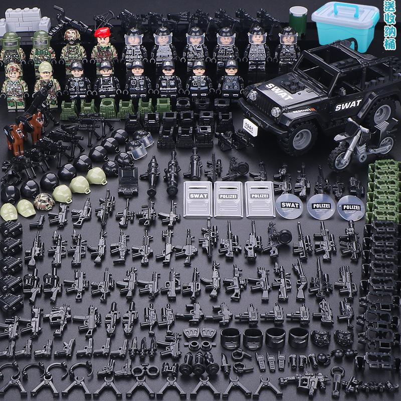Compatible Minifigures Military Special Forces Police Boys Assemble Minifigures Soldiers Children's Educational Toys Puzzles