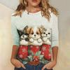 Women's Fashion Casual Christmas Printed Round Neck Long Sleeve Pullover Top