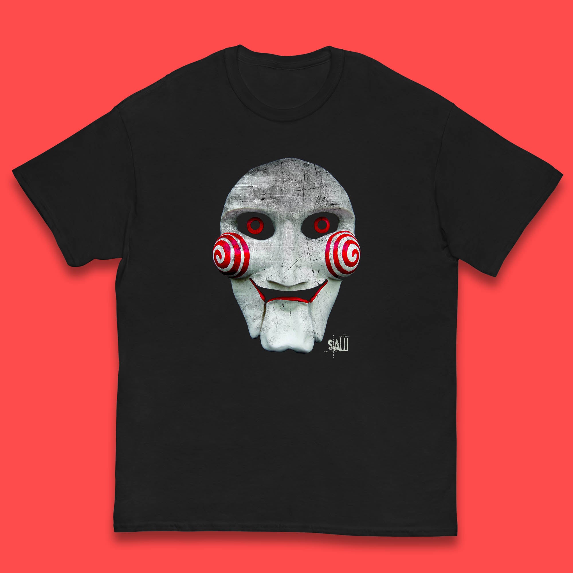 

Vintage Saw Jigsaw Halloween Horror Movie Character Halloween Killer Kids T Shirt 100