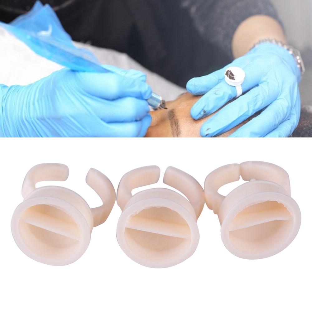 100 st Silikon Semi-permanent Tatueringsfärg Ringkopp för Pigmenthållare L