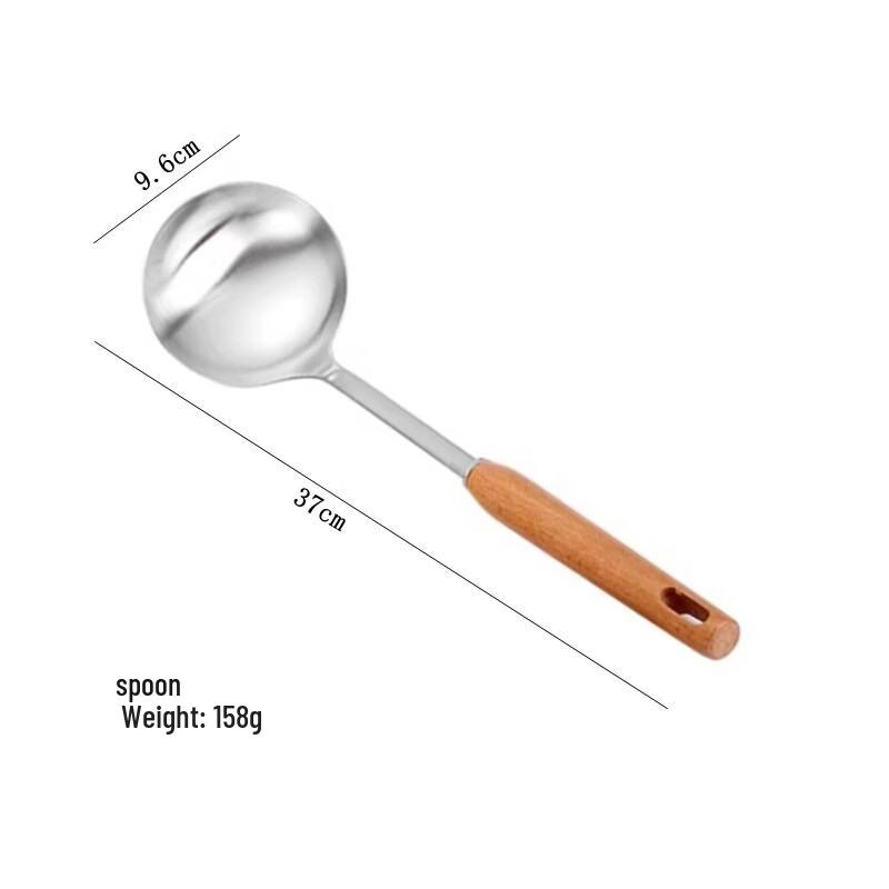 ZISIZ Retro Wooden Handle Stainless Steel Kitchen Utensils
