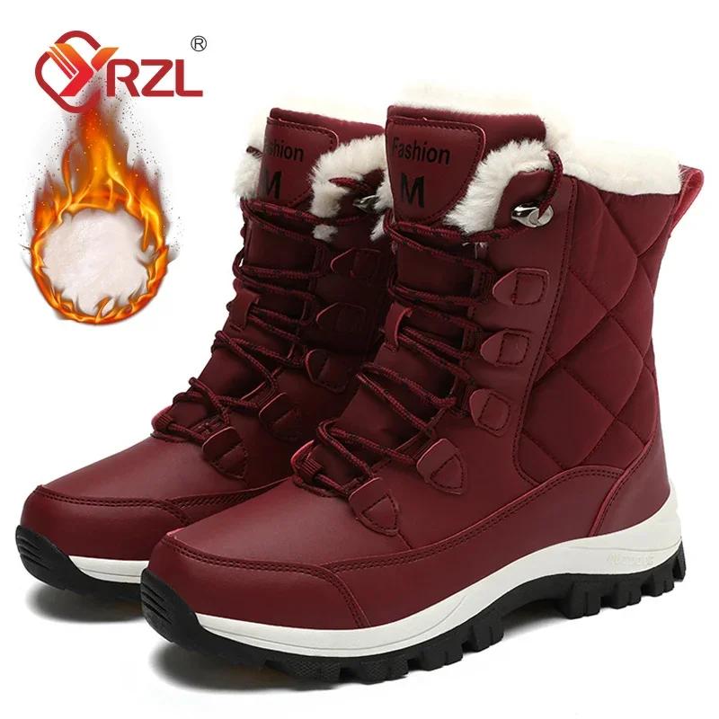 YRZL Boots Women Non Slip Winter Snow Boots Platform Shoes for Women Warm Cotton Shoe Ladies Flat Botas Mujer Winter Boot Female