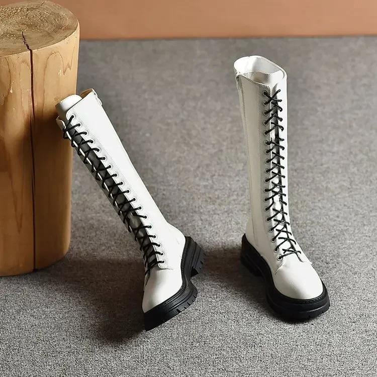 Fashion Women's Thigh High Boots Black Fashion Black Punk Goth Sexy Woman Platform Boots Motorcycle Boot Women Heels Shoes Big Size 43