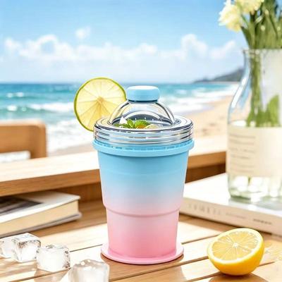 1Pcs 2 In 1 Ice Mold And Water Bottle Food-Grade Silicone Foldable Ice Ball Cup Bpa-Free Portable Travel Tumbler For Camping