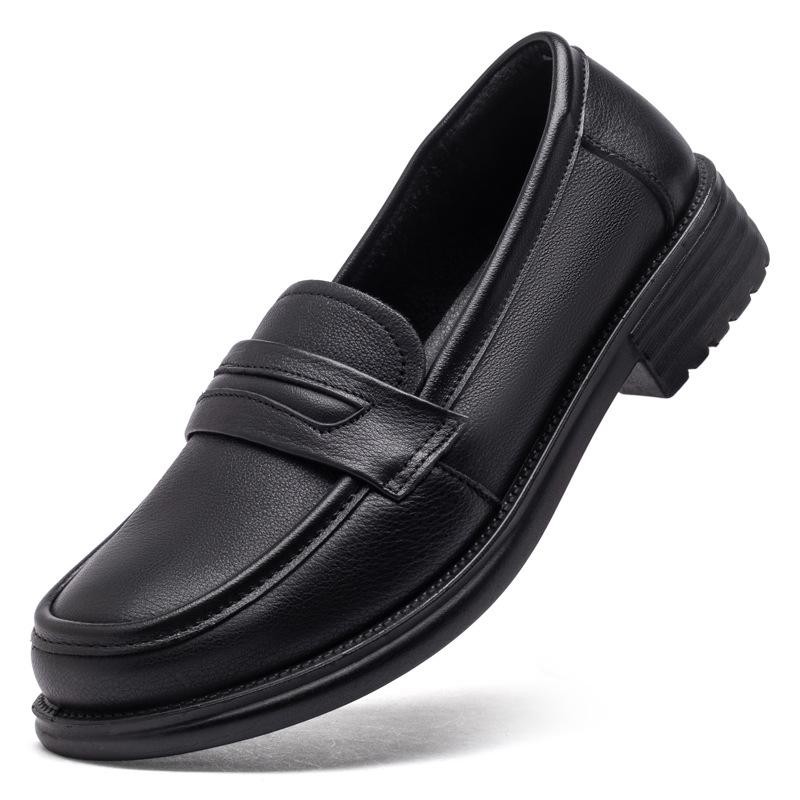 

2026 Spring Soft Soled Non Slip Casual Head Layer Le Fu Shoes for Women 35 чёрный