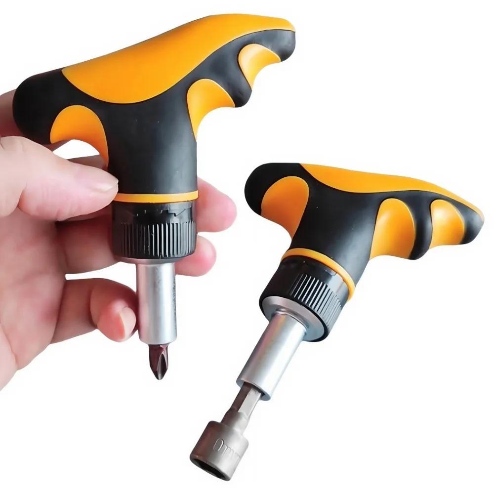 Vylepšený T-rukojeťový 72zubý ráčnový šroubovák Křížový Švestkový květ Šestihranný šroubovák DIY Opravné nástroje šroubovák Sada nástrčných klíčů