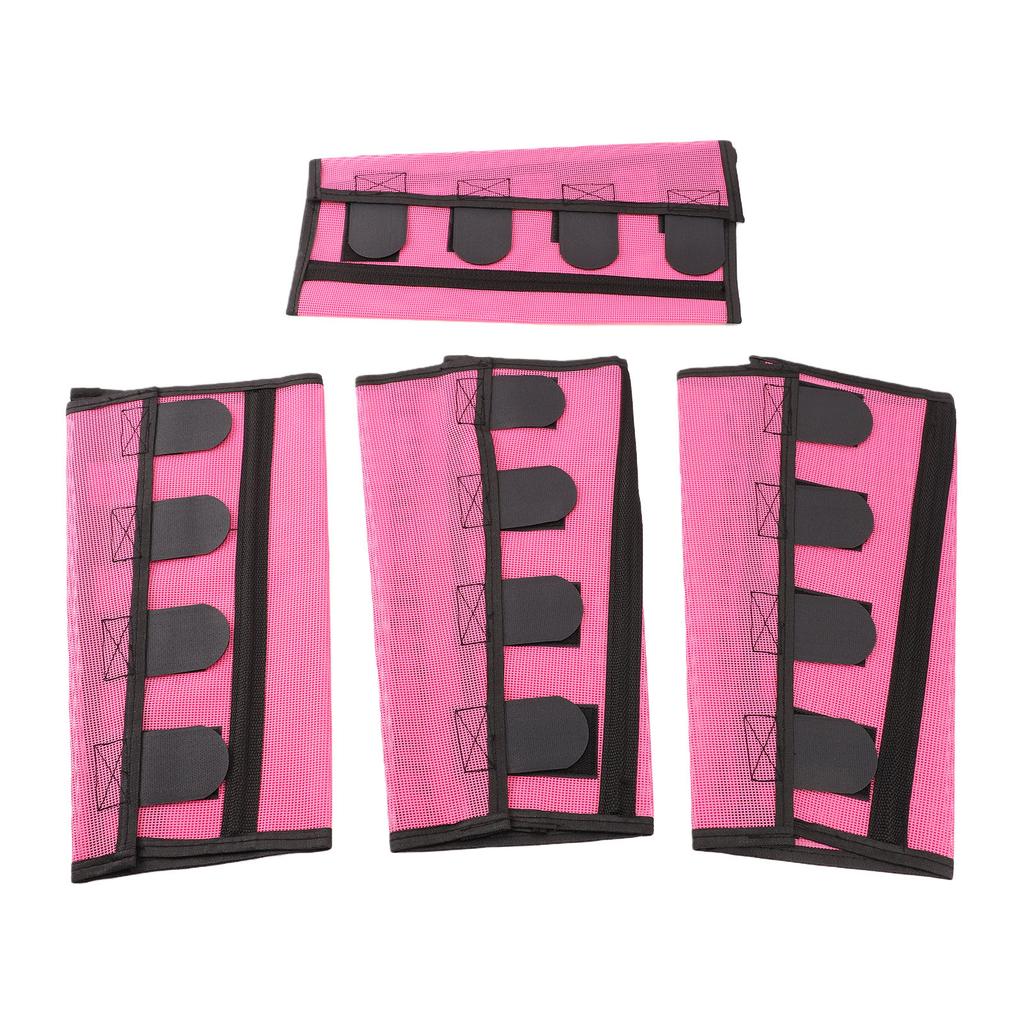 4pcs Horse Fly Boots Breathable Reduce Stomping Mesh Horses Leggings for with Hook and Fastener