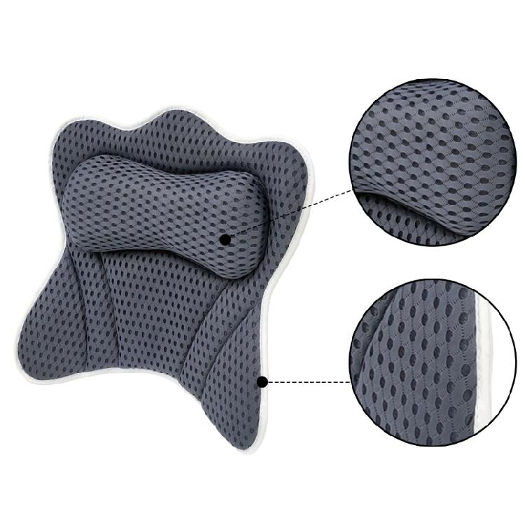 Bath Pillow Bathtubs Cushion Ergonomic Curvatures Head Neck Supports Breathable Meshes Machine Washable Cover