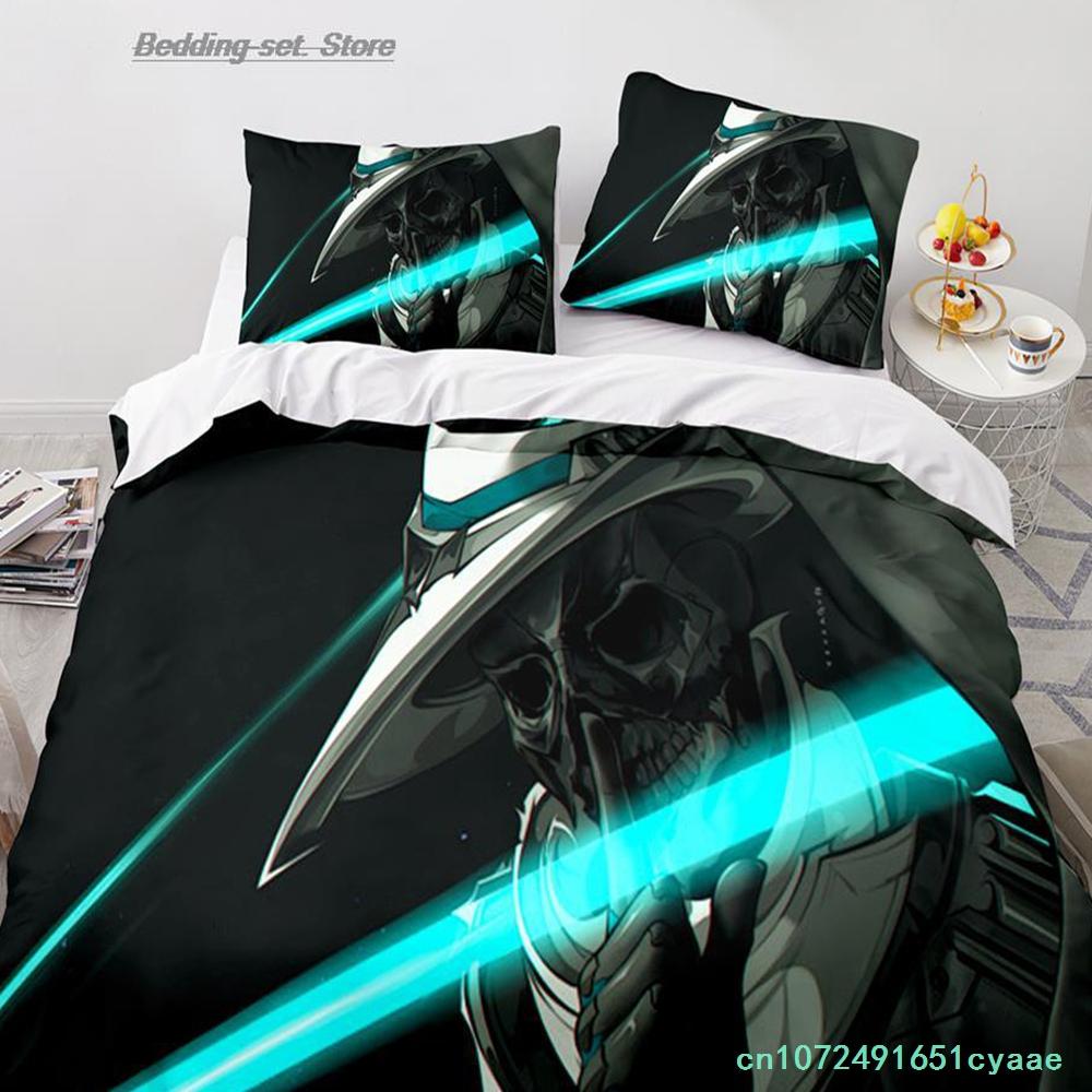 Gaming Valorant Bedding Set Single Twin Full Queen King Size Bed Set Aldult Kid Bedroom Duvetcover Sets 3D Print Anime 030