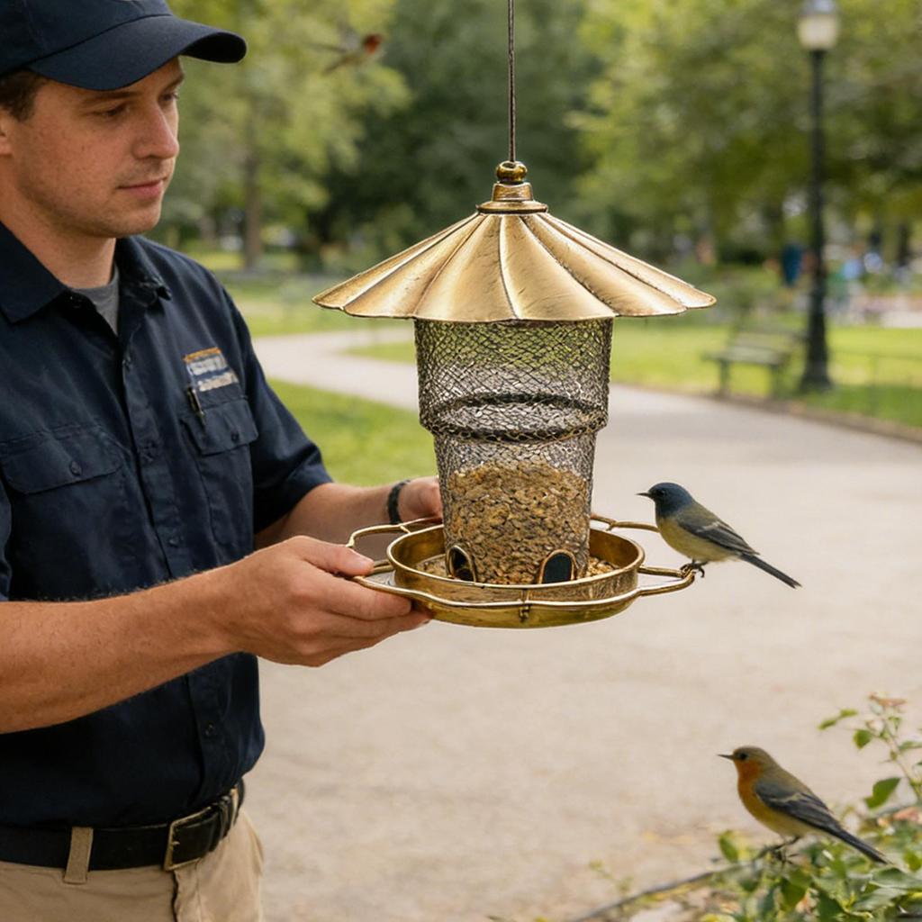 Bird Feeders for Outdoors Squirrel Proof Metal Feeding Station Large Capacity Hangable Heavy Duty Bird Feeder with Roof