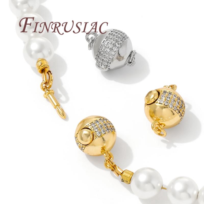 18K Gold Plated Round Ball Clasp For Jewellery,Fasteners For Bracelets,DIY Jewelry Making Supplies,Necklace Clasps Connectors