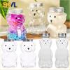 Garrafas Portáteis Transparentes de Urso de Desenho Animado de 500ml, Recipientes de Bebida Fofos Reutilizáveis para Bubble Tea, Suco, Milkshake, Suprimentos para Festa